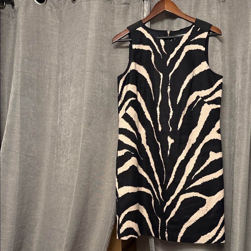 LOFT Black and Cream Zebra Print Dress